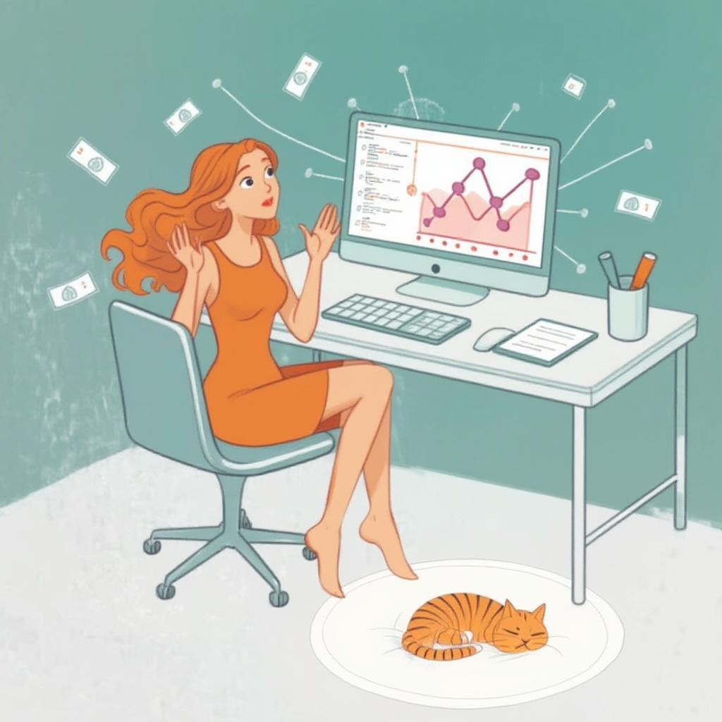 Illustration of a person with money falling