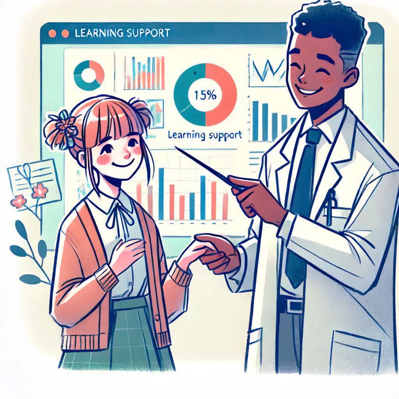 Illustration of help icons like hints and answers
