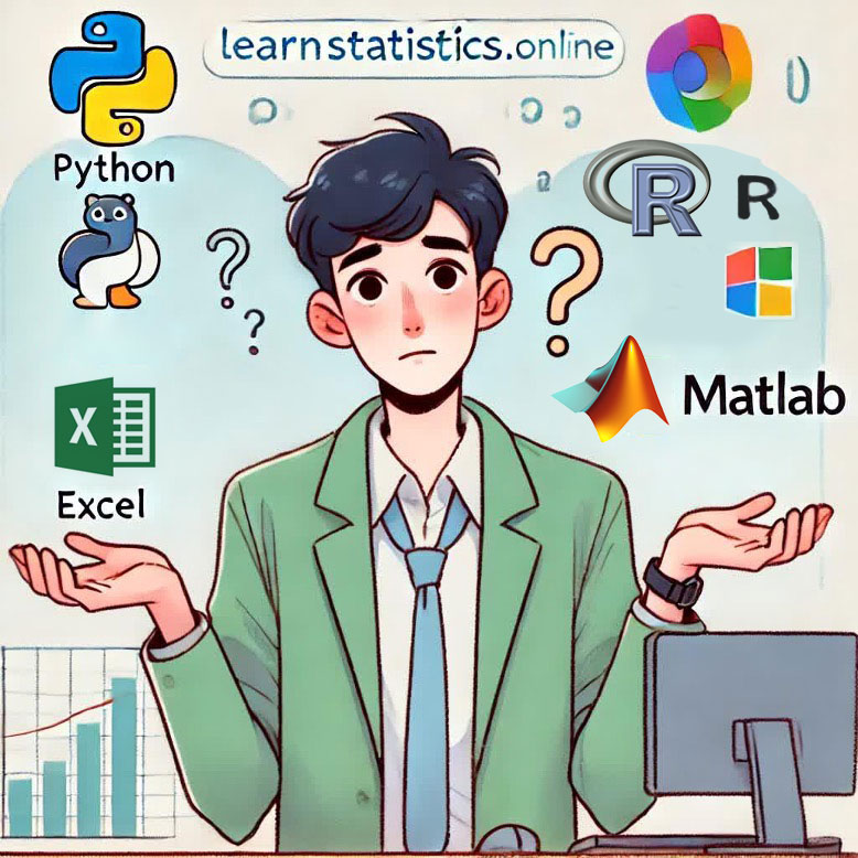 Logos of Matlab, R, Python, and Excel